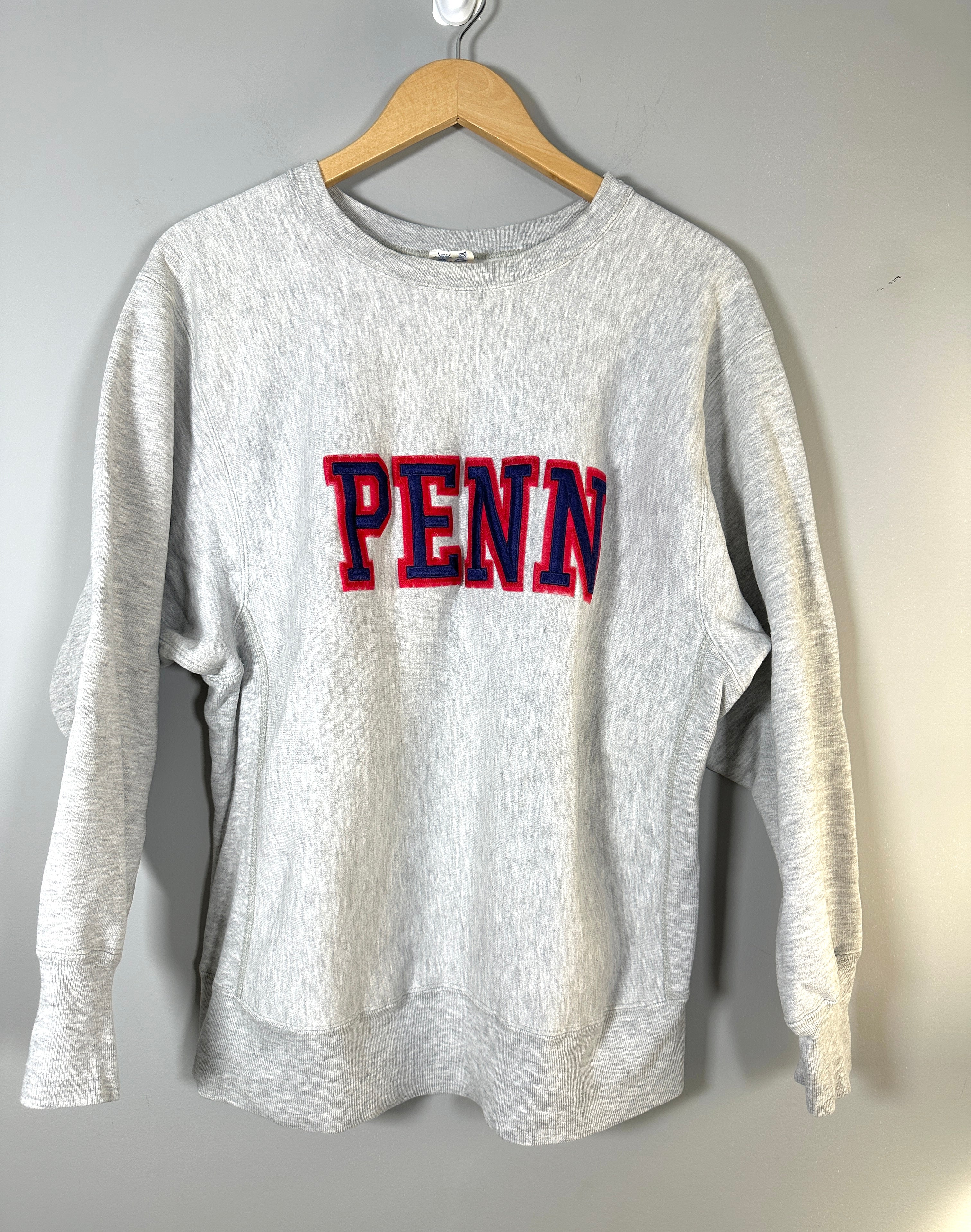 Vintage Champion ReverseWeave Applique U Penn Heavy Weight Fleece Sweatshirt-Sz L
