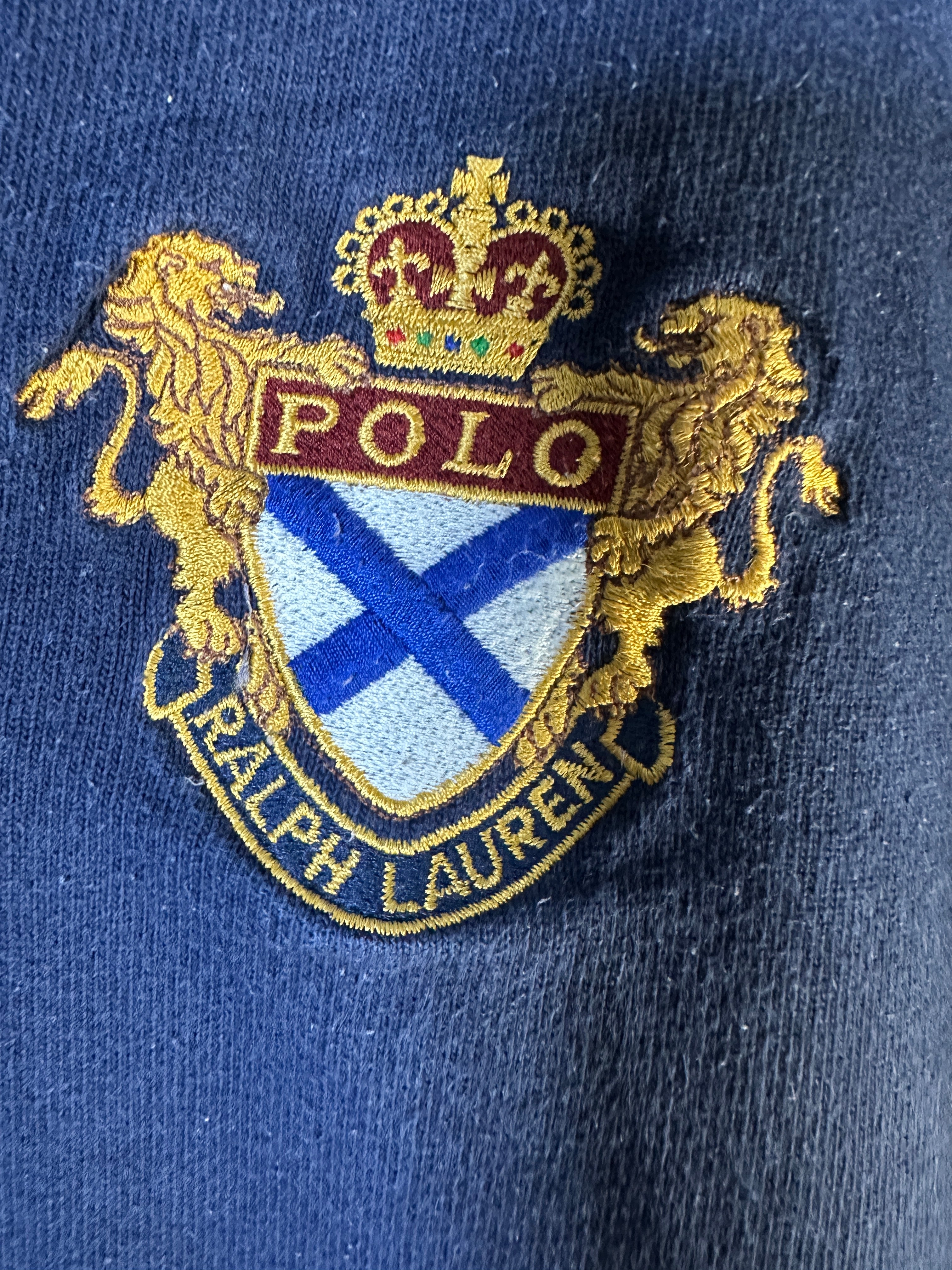 Vintage Polo Ralph Lauren Rugby Shirt Number 6 Lion Crown Embroidered Crest Color Block-100% Cotton XXL