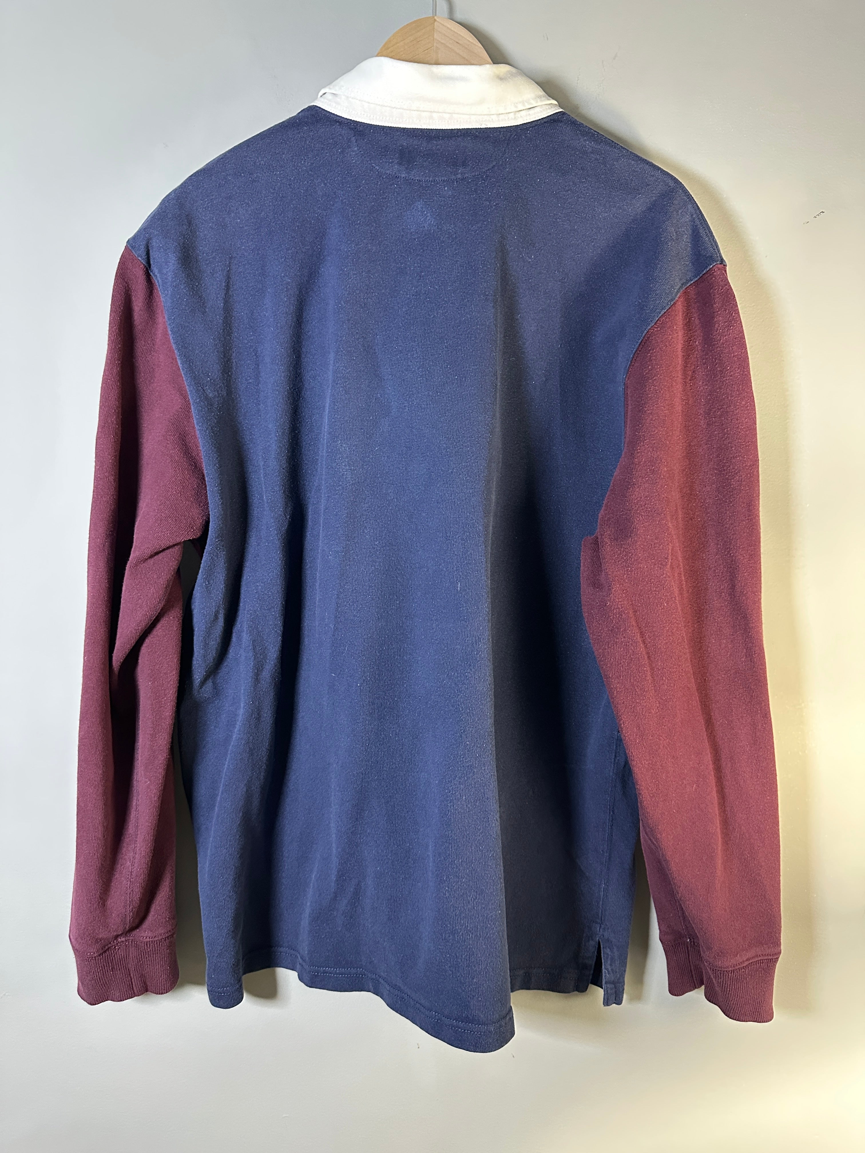 Vintage Polo Ralph Lauren Rugby Shirt Number 6 Lion Crown Embroidered Crest Color Block-100% Cotton XXL