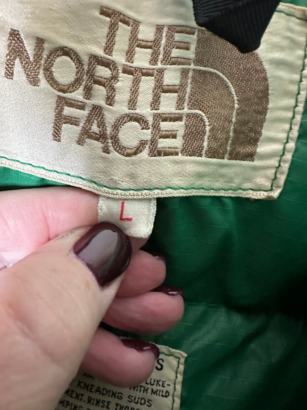 Vintage 1970s The North Face Tan Logo Goose Down Vest Logo Snaps Puffer