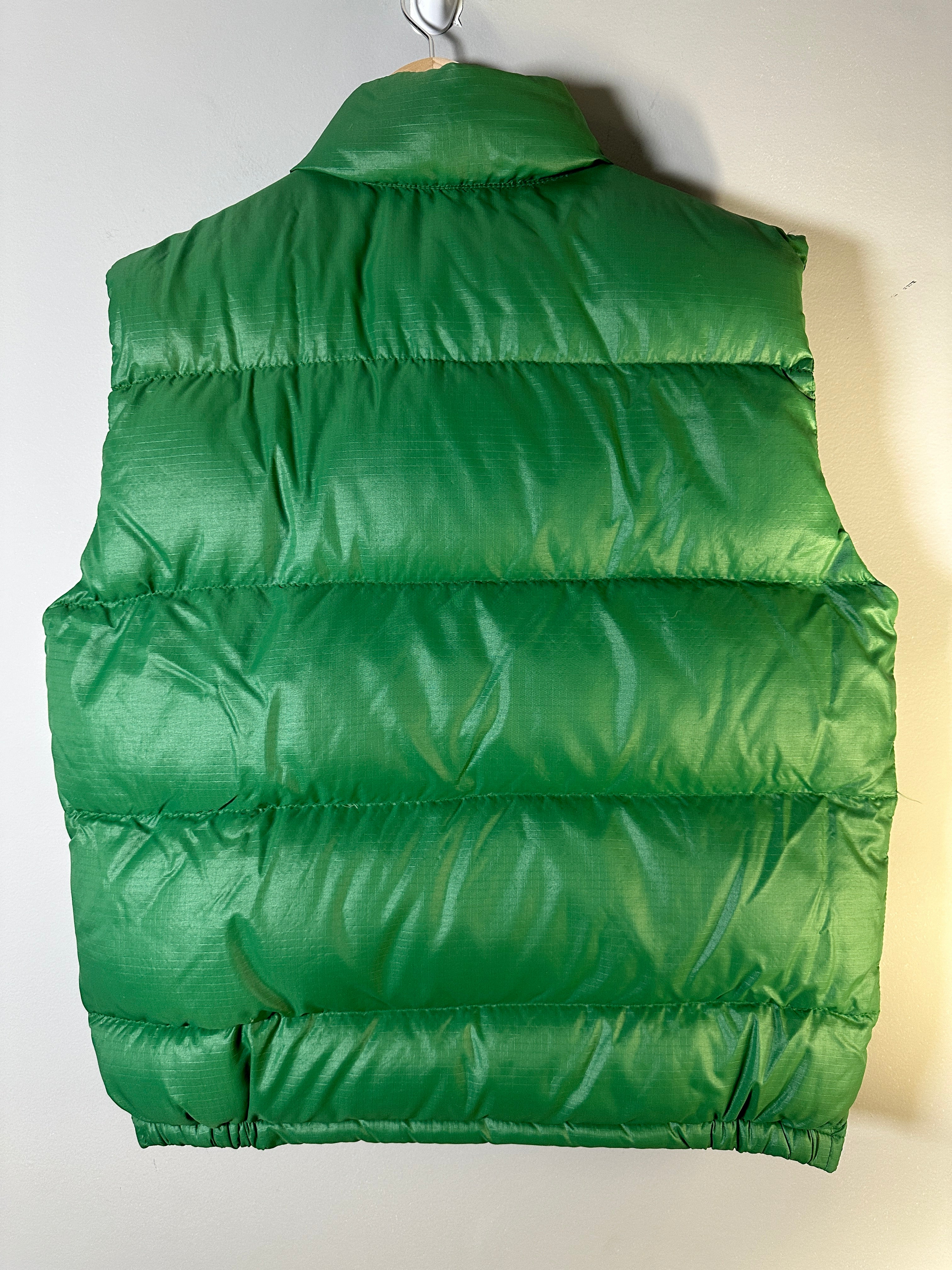 Vintage 1970s The North Face Tan Logo Goose Down Vest Logo Snaps Puffer