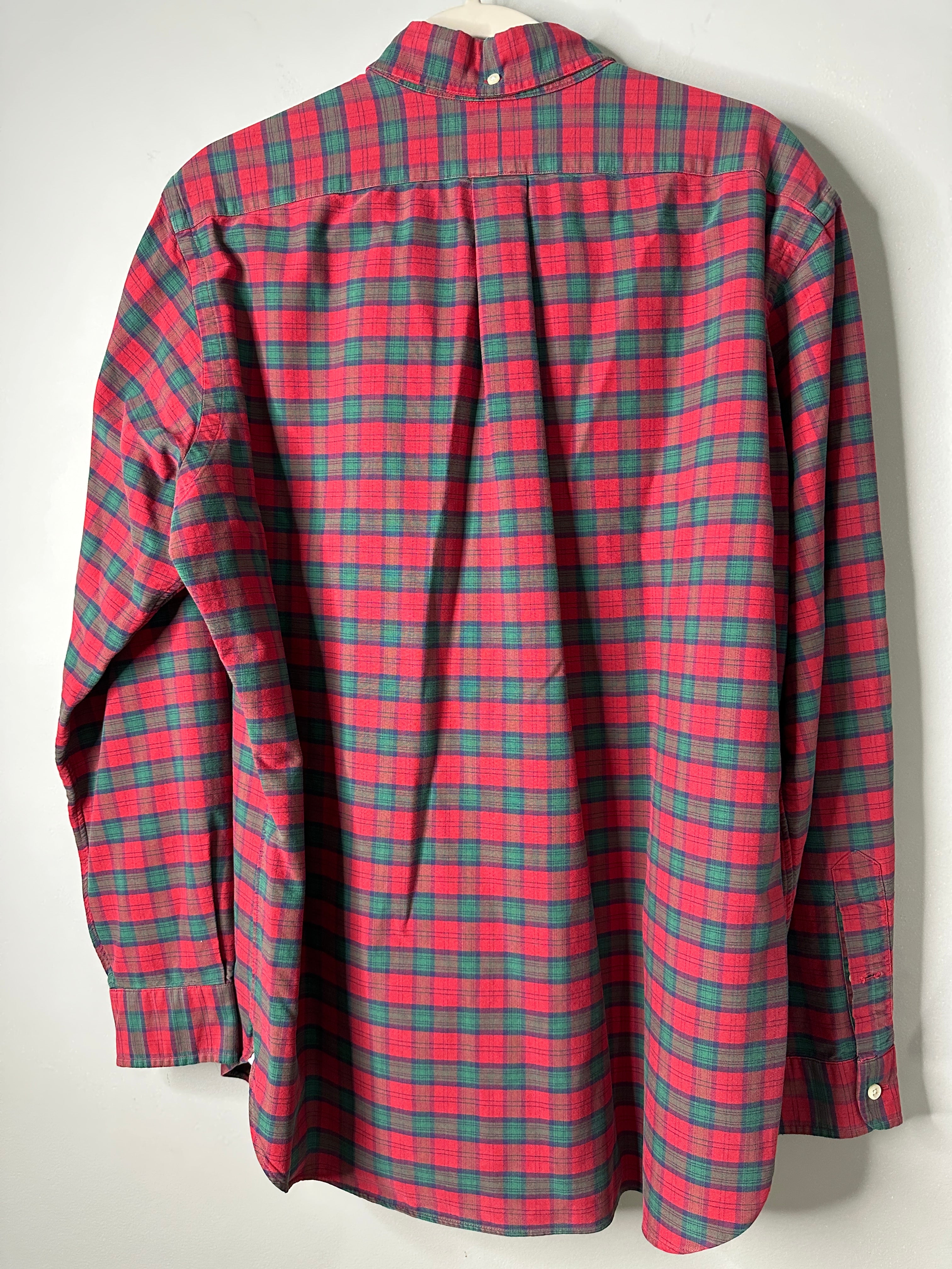 Ralph Lauren Red Plaid Blue Chambray Gussets/Collar Lining Button Up Shirt-L