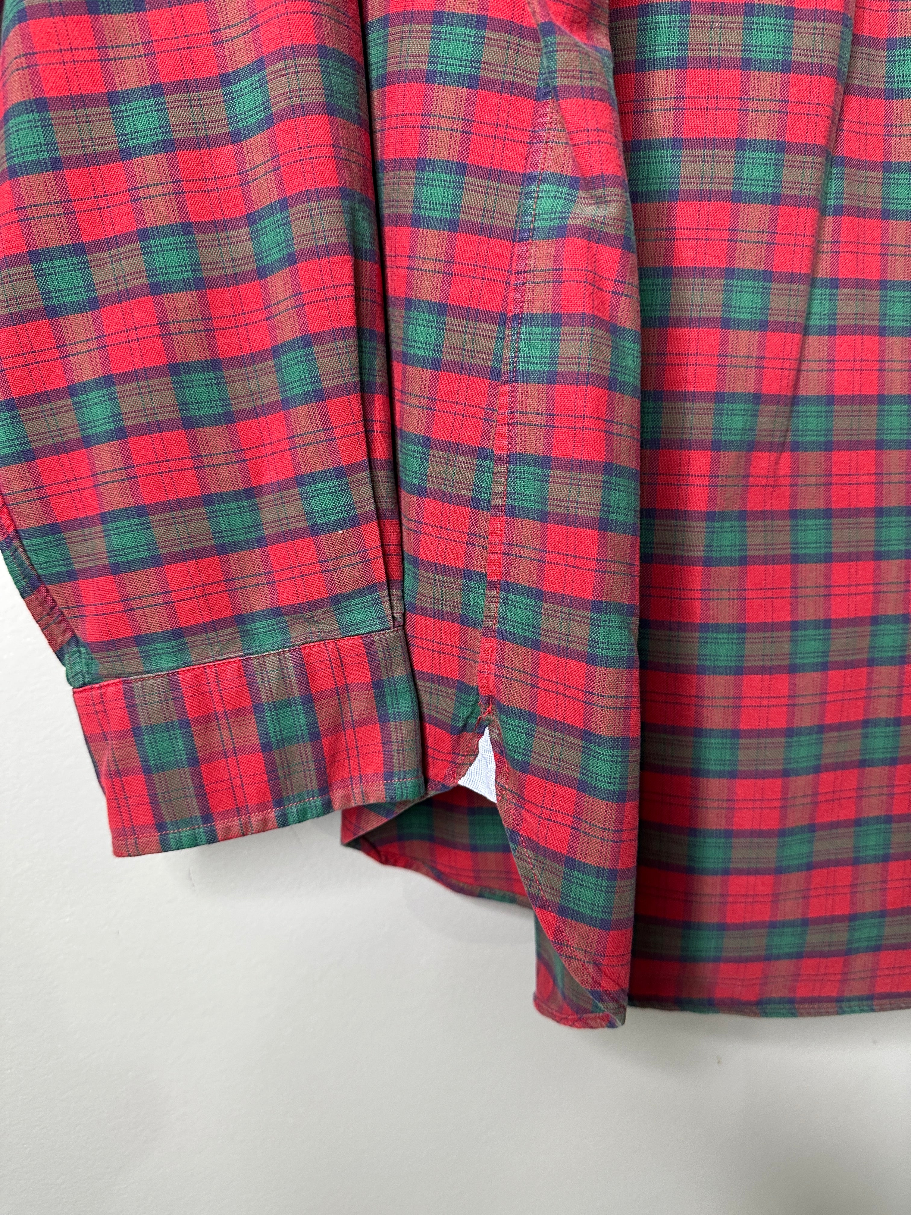 Ralph Lauren Red Plaid Blue Chambray Gussets/Collar Lining Button Up Shirt-L