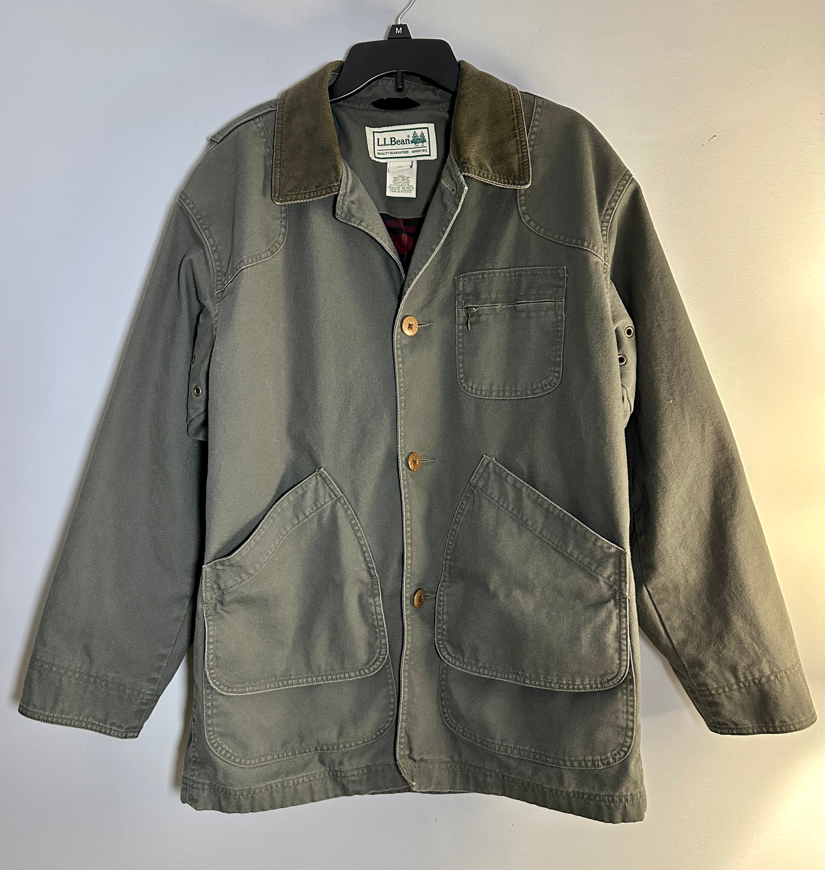 Vintage LL Bean Plaid Flannel Lined Chore Barn Jacket-Medium 44"