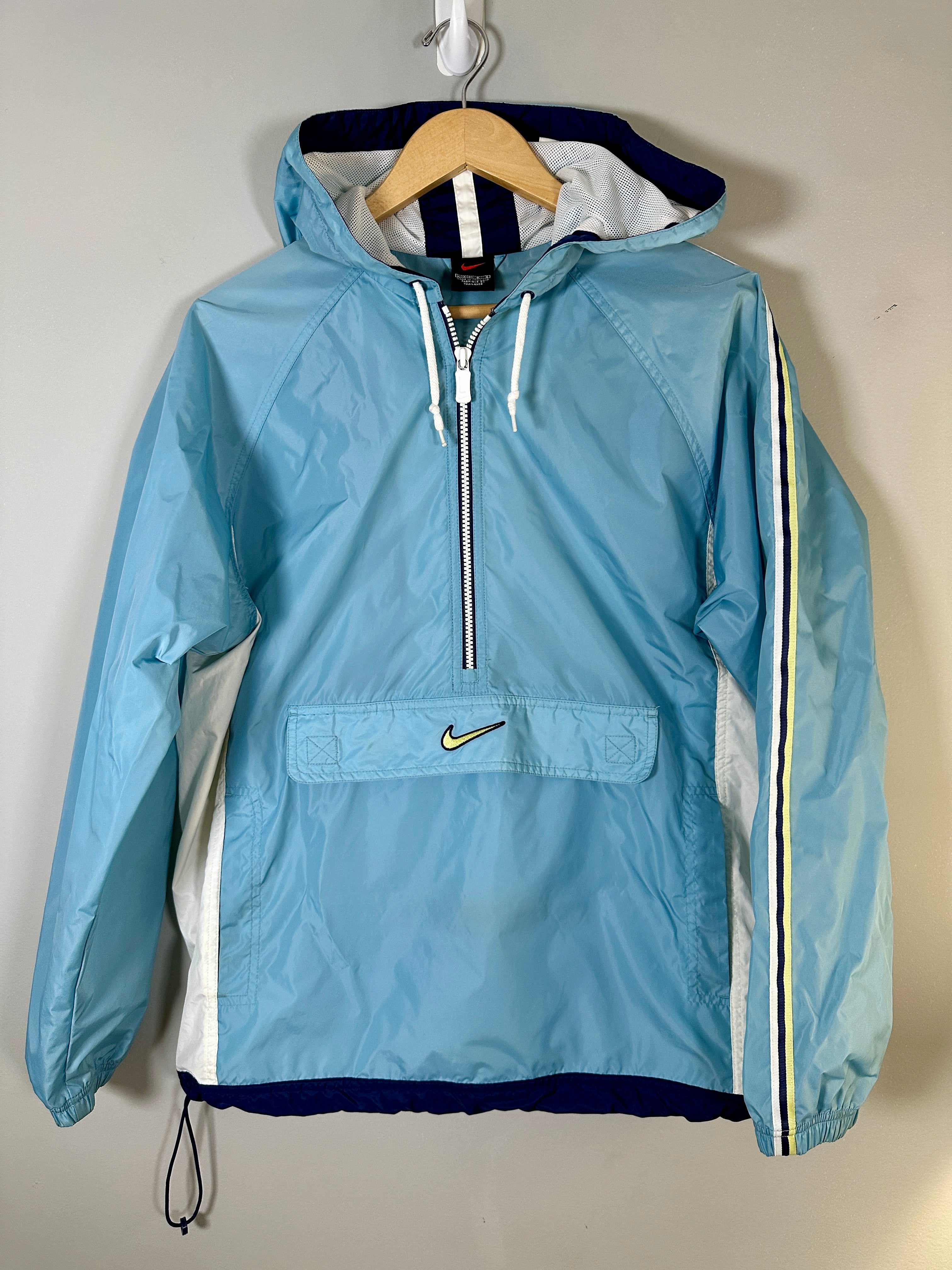Vintage Nike Windbreaker Half Zip Anorak Mesh Lined Hood- Large