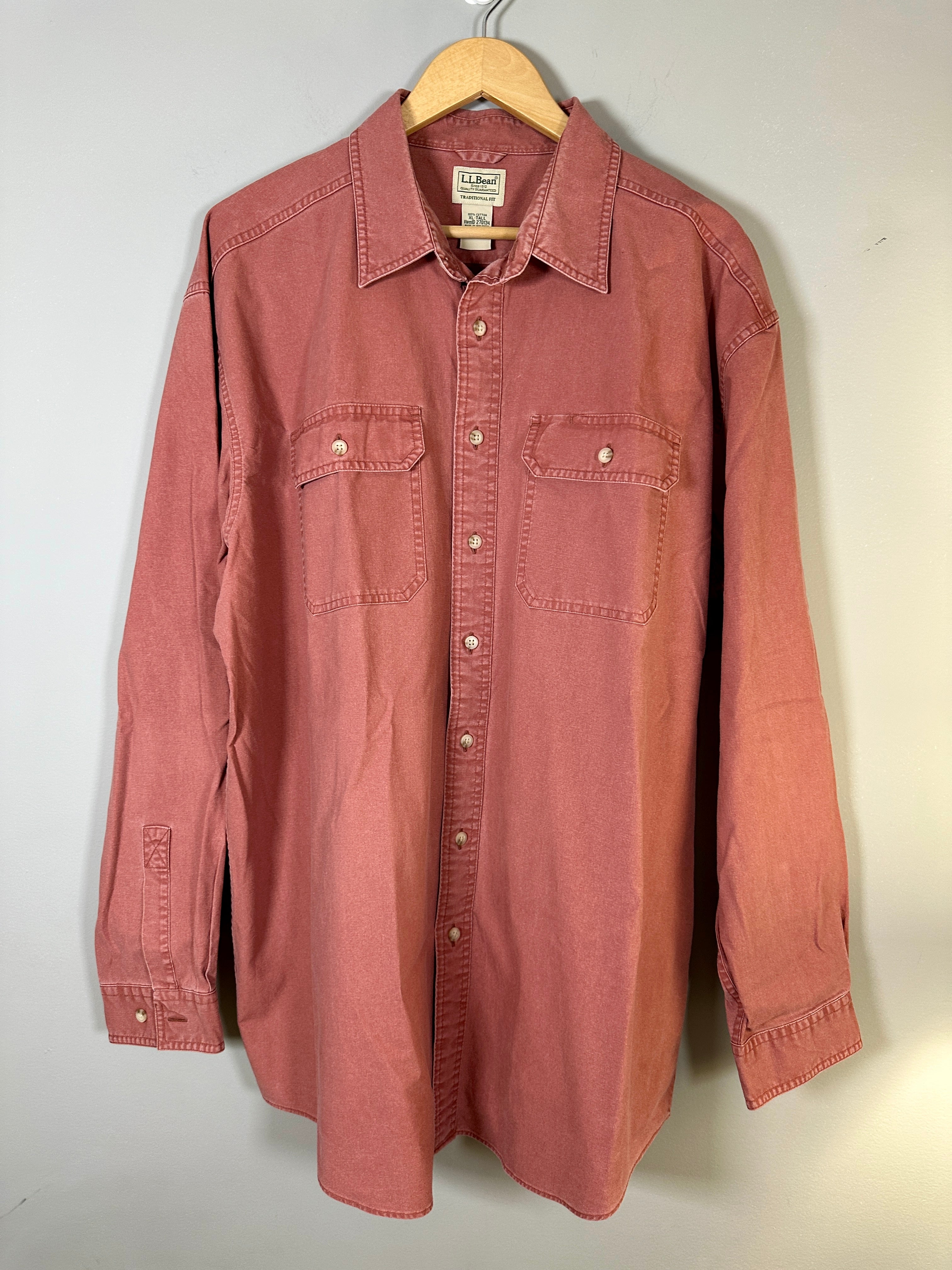 L.L.Bean Sunwashed Canvas Shirt XL Tall Traditional Fit&nbsp; Double Pocket Workwear-XL Tall