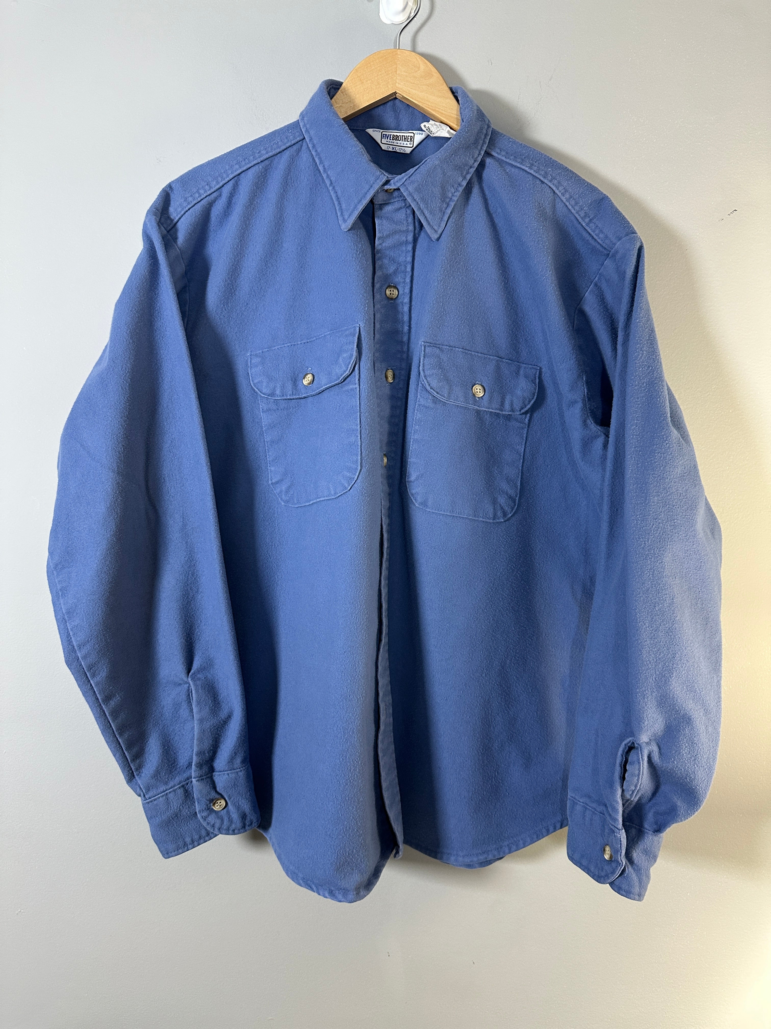 Vintage Five Brother Heavy Flannel Chamois Button Down Work Shirt USA-XL