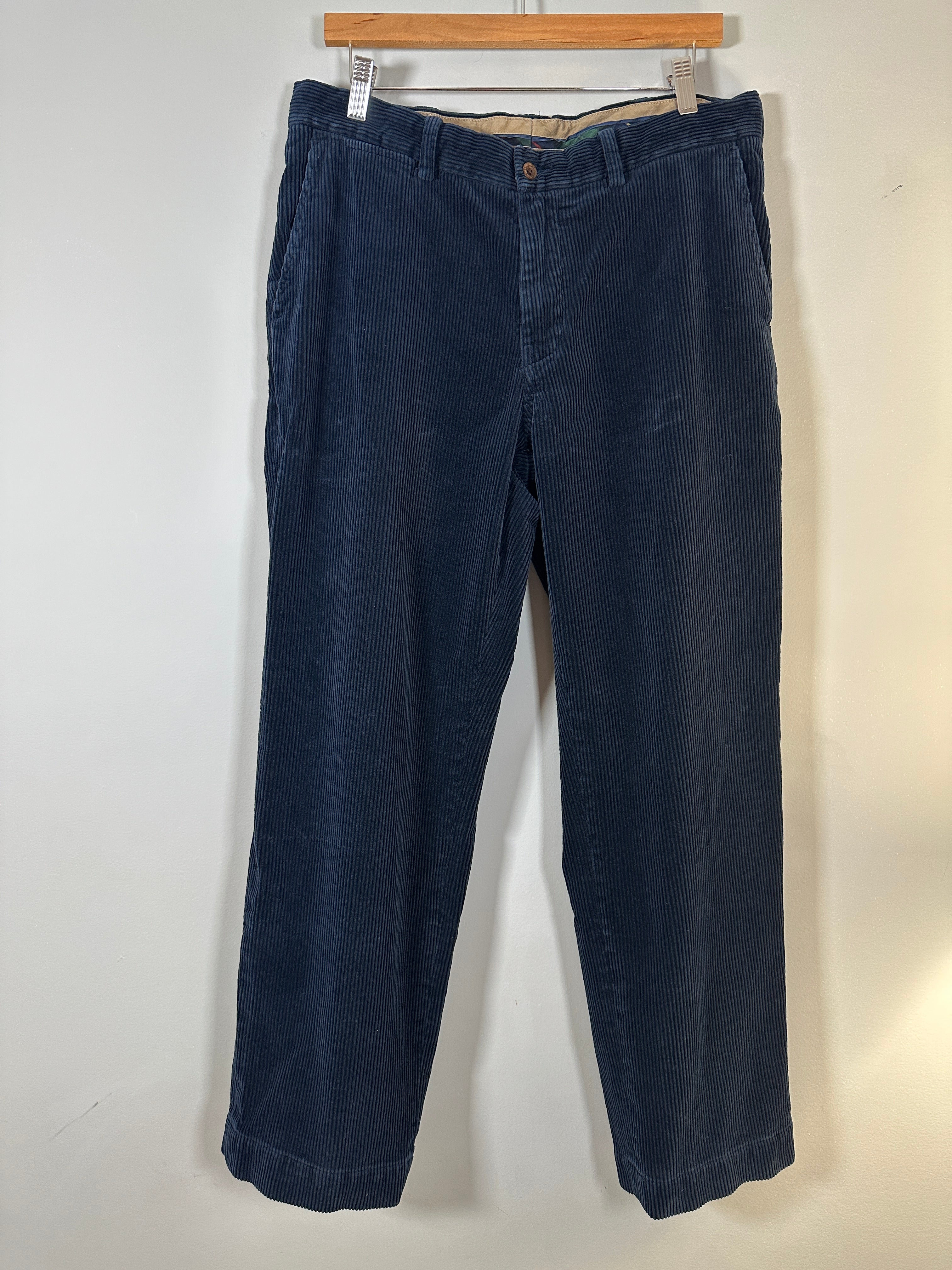 Vintage Polo Ralph Lauren Navy Blue Wide Wale Corduroy Preston Pant Classic Fit 34 X 30