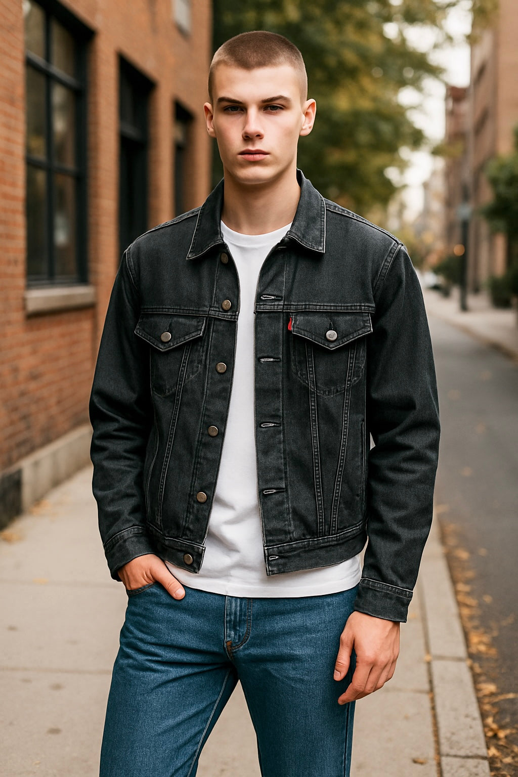 Vintage Levi's Made In USA 100% Cotton Denim Trucker Jacket-Medium 46"