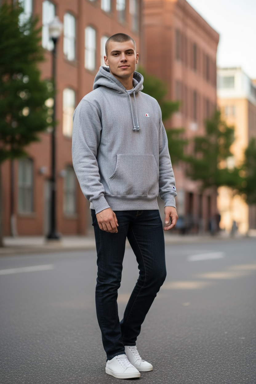 Vintage Champion Reverse Weave Heavyweight C Logo Hoodie - Large