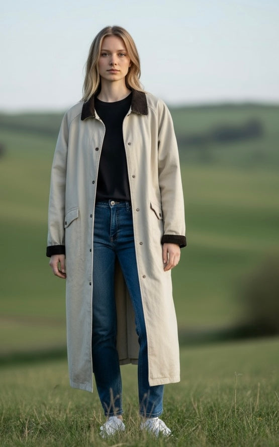 Vintage LL Bean Chore Barn Coat Duster Southwestern Sherpa Lining-Med