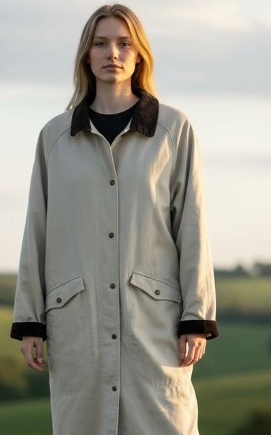 Vintage LL Bean Chore Barn Coat Duster Southwestern Sherpa Lining-Med