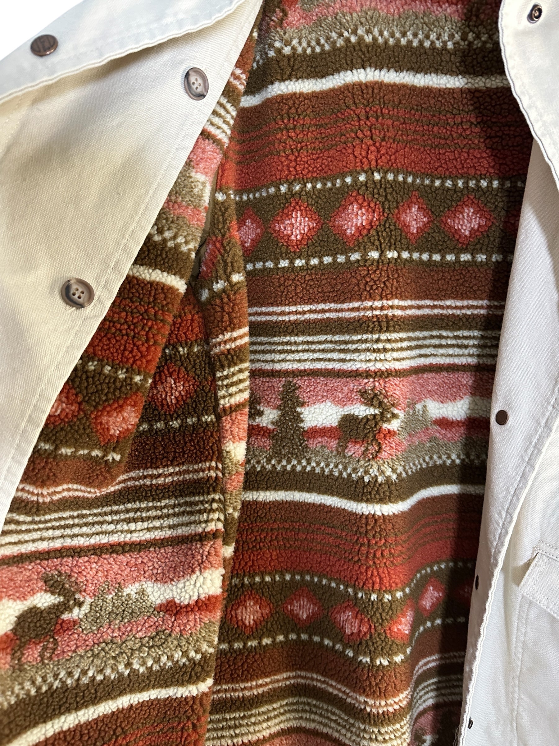 Vintage LL Bean Chore Barn Coat Duster Southwestern Sherpa Lining-Med