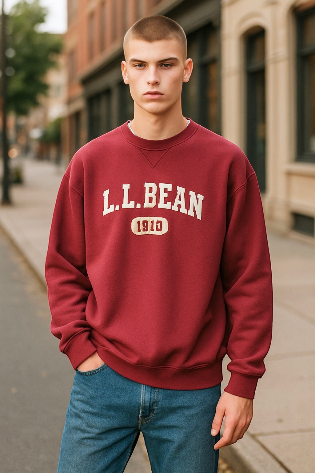 Vintage LL Bean Sweatshirt Applique Logo LL Bean 1912 - Large