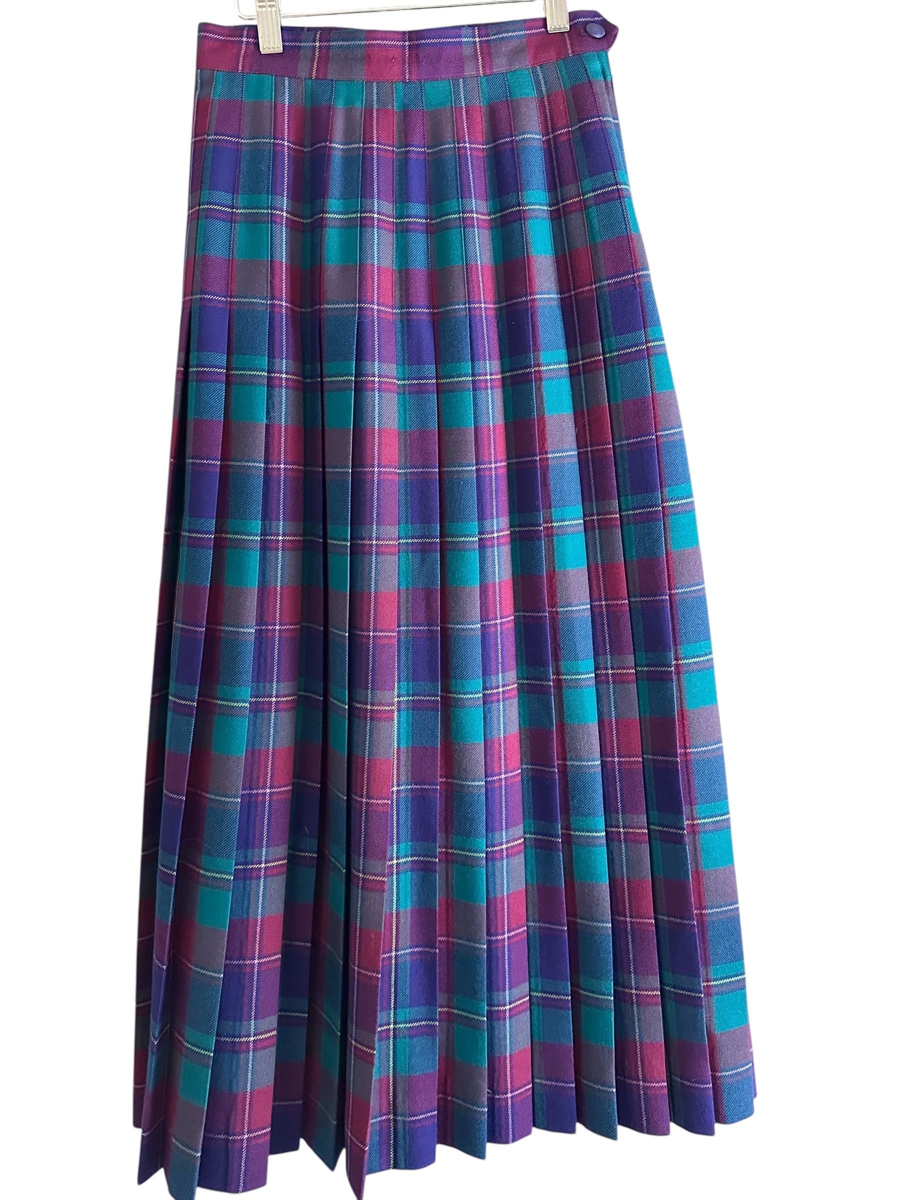 Vintage Aljean 100% Wool Plaid Pleated Skirt Canada-Sz 4