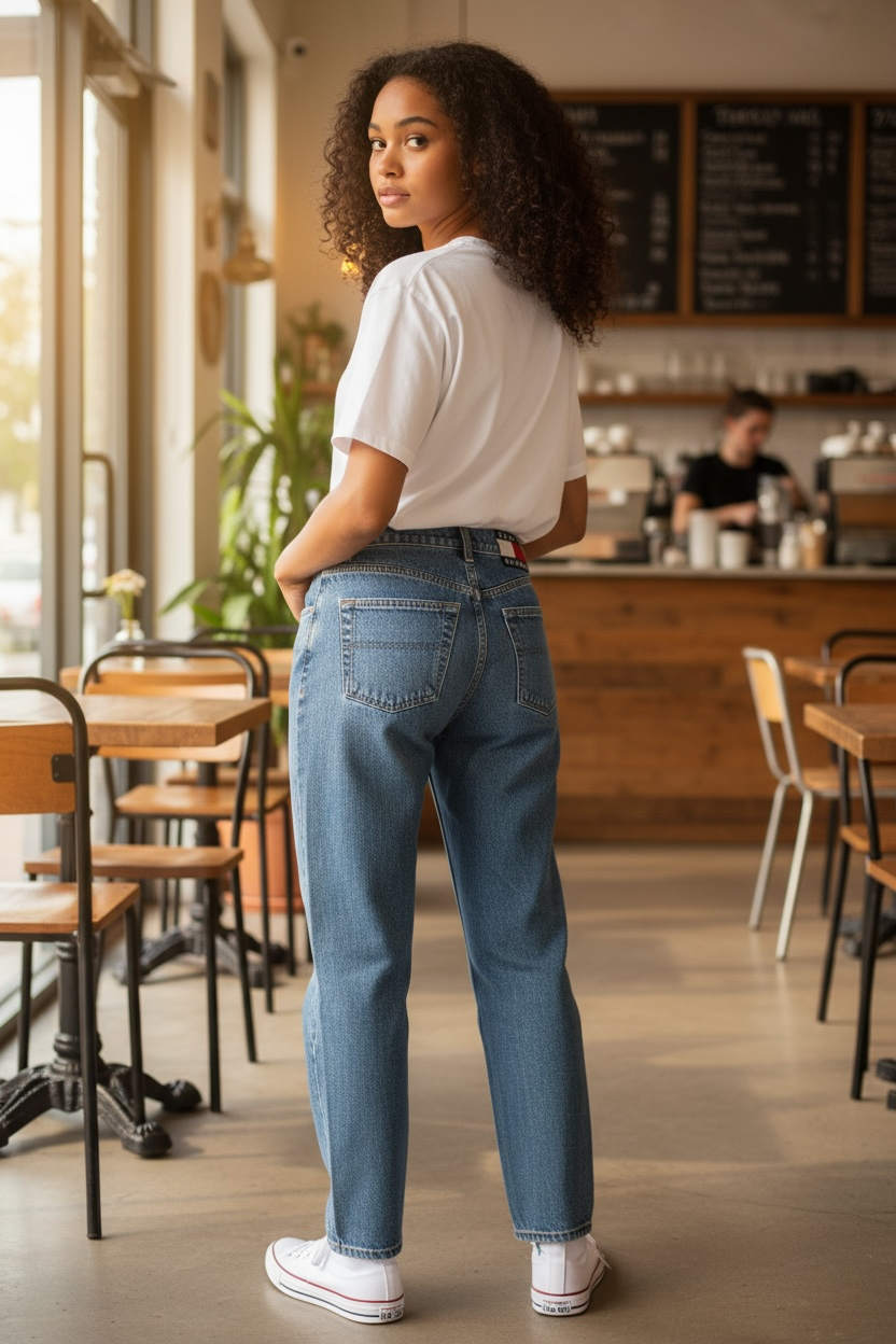 Vintage Tommy Hilfiger "Big Flag" High Rise Denim Mom Jeans-12R 30"W