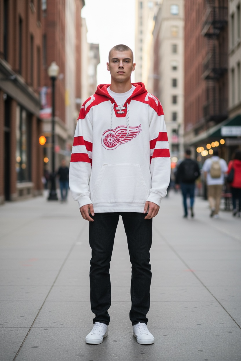 Reebok NHL Red Wings Applique Logo Hoodie-L 48" Chest