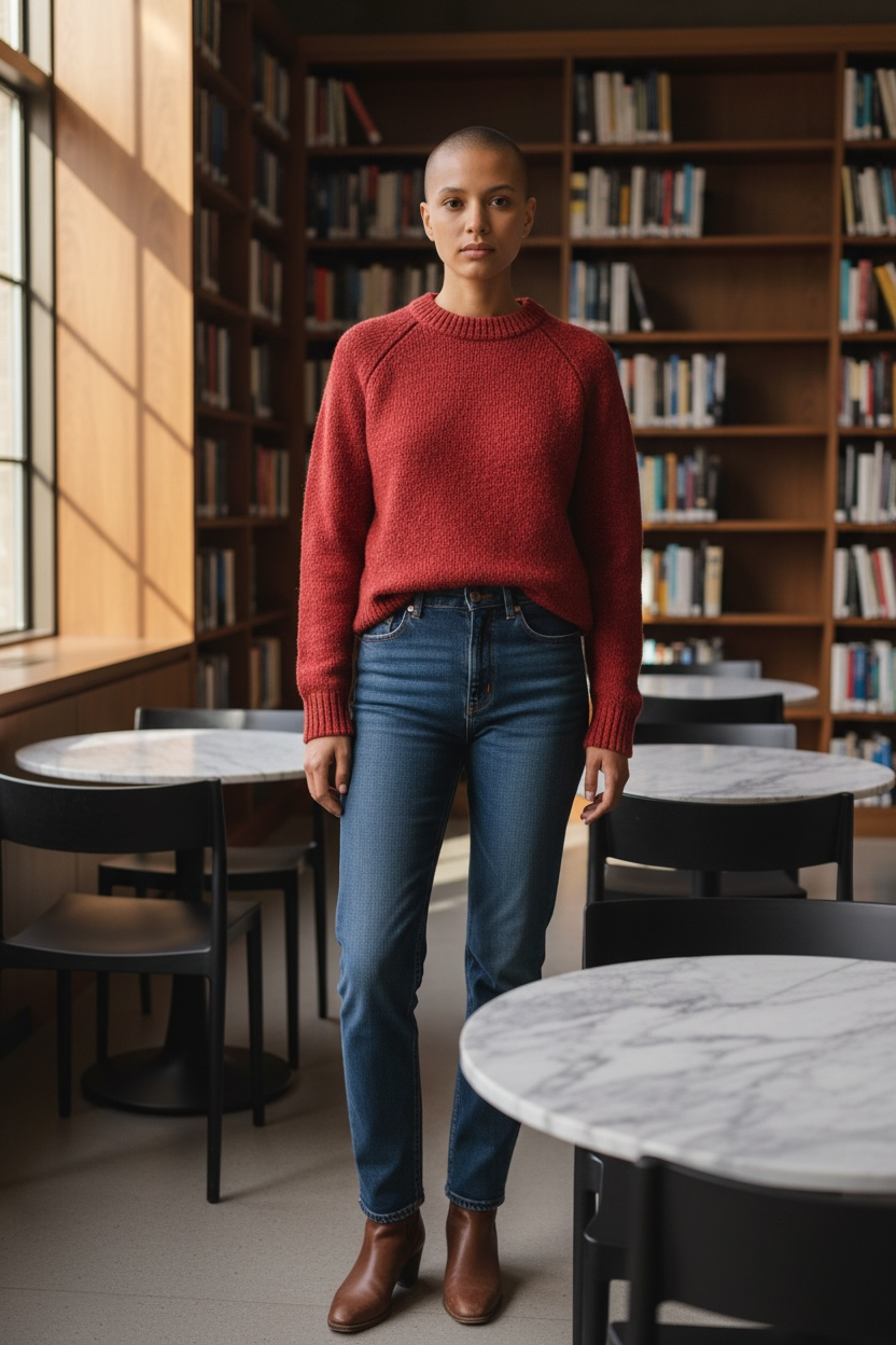 Vintage LL Bean Red Heather Wool Crewneck Sweater-Med 42" Chest