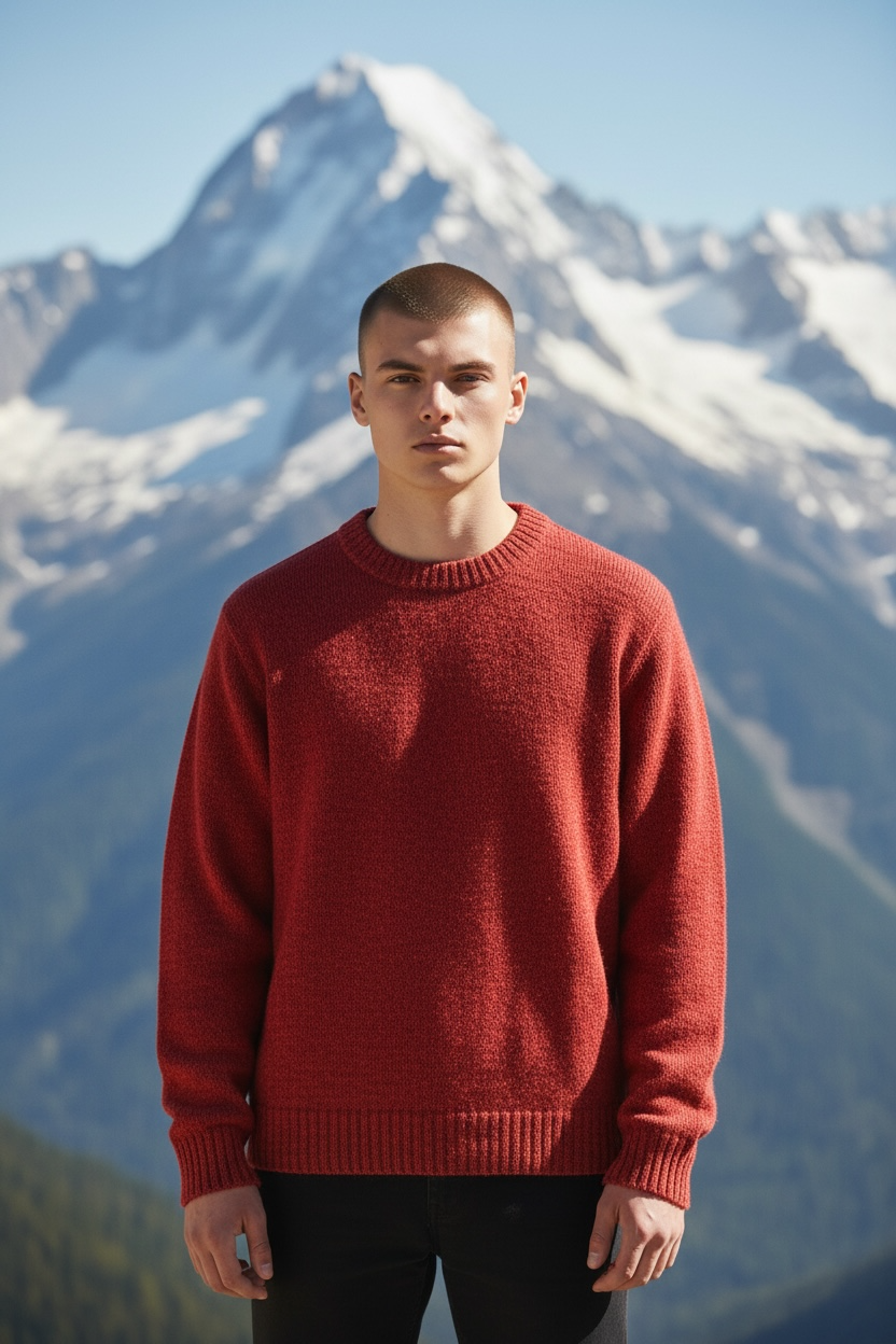 Vintage LL Bean Red Heather Wool Crewneck Sweater-Med 42" Chest