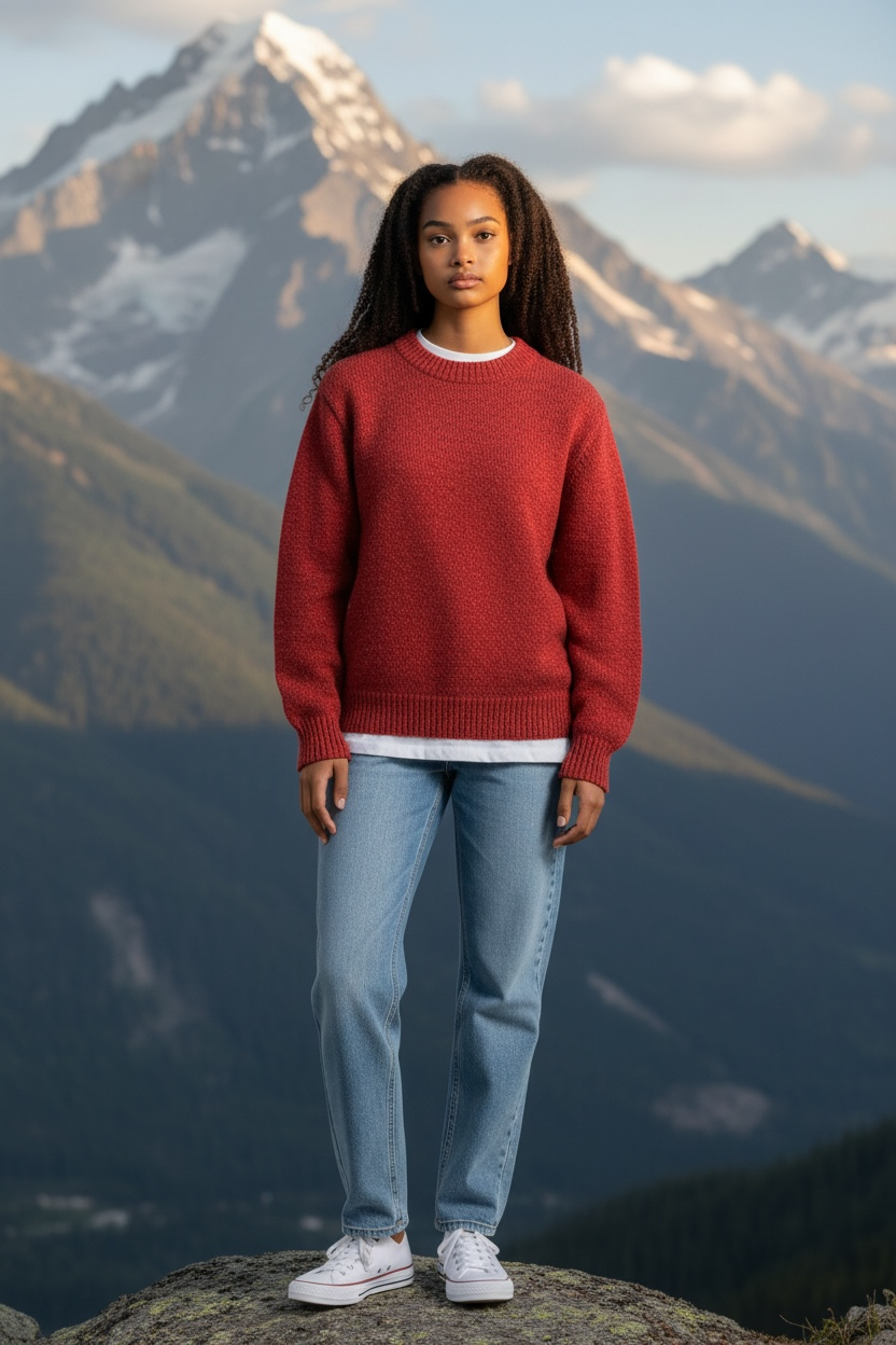 Vintage LL Bean Red Heather Wool Crewneck Sweater-Med 42" Chest