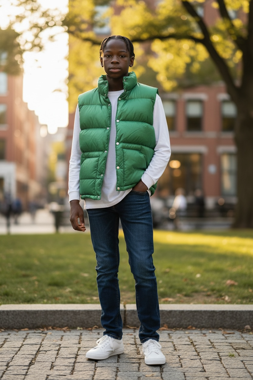 Vintage 1970s The North Face Tan Logo Goose Down Vest Logo Snaps Puffer
