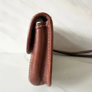 DOONEY & BOURKE Clutch Wristlet Mini Bag Logo Lock Closure Leather/Logo Fabric